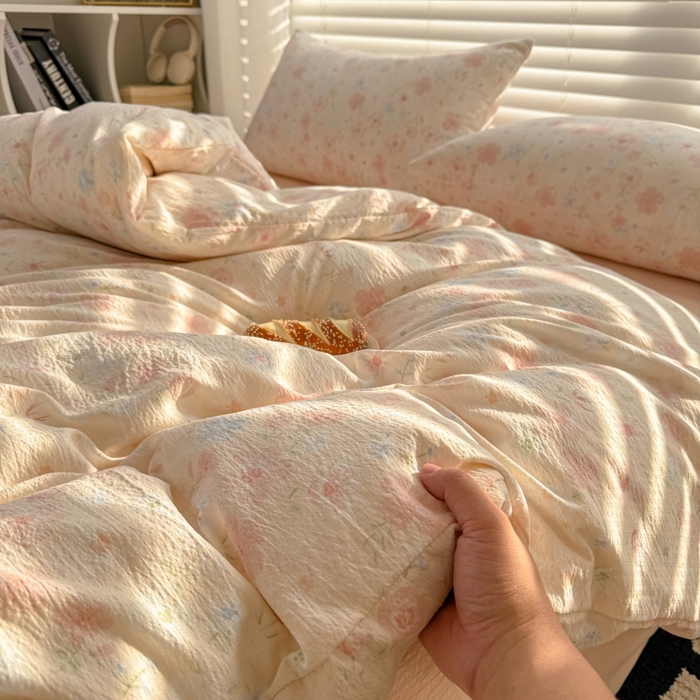 91家纺网 家纺一手货源 找家纺 繁花家居 2025学生季第二波木棉水洗棉四件套三件套跑量款 茱丽叶