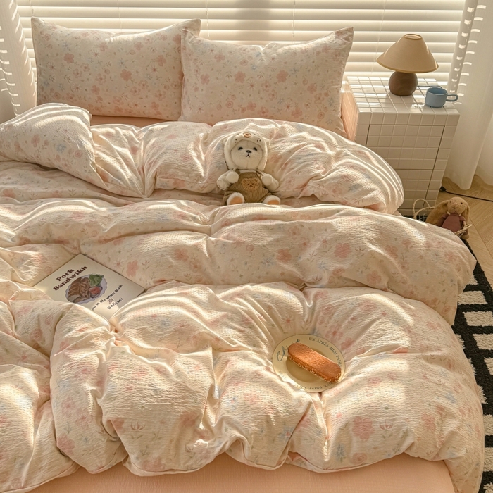 91家纺网 家纺一手货源 找家纺 繁花家居 2025学生季第二波木棉水洗棉四件套三件套跑量款 茱丽叶