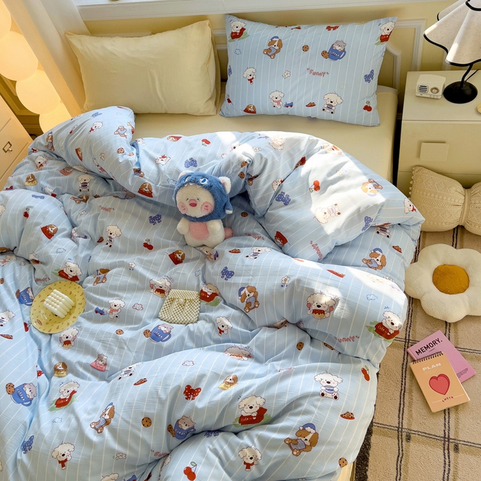 水墨江南 2025新款超柔水洗棉印花四件套 调皮狗