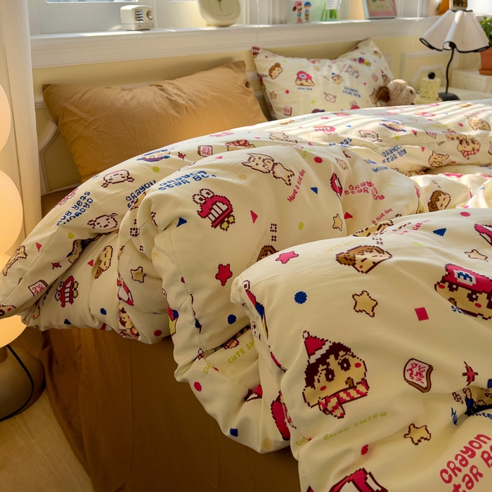 91家纺网 家纺一手货源 找家纺 水墨江南 2025新款超柔水洗棉印花四件套 动感小新