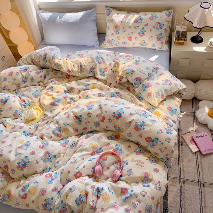 91家纺网 家纺一手货源 找家纺 水墨江南 2025新款超柔水洗棉印花四件套 多宝鱼