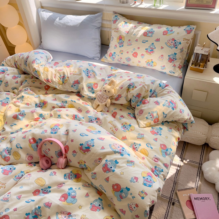 91家纺网 家纺一手货源 找家纺 水墨江南 2025新款超柔水洗棉印花四件套 多宝鱼