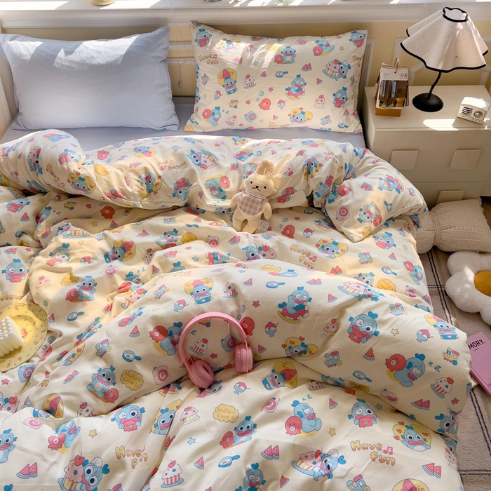 91家纺网 家纺一手货源 找家纺 水墨江南 2025新款超柔水洗棉印花四件套 多宝鱼