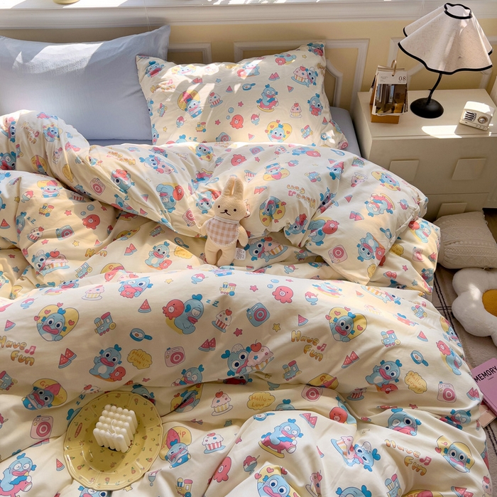 91家纺网 家纺一手货源 找家纺 水墨江南 2025新款超柔水洗棉印花四件套 多宝鱼