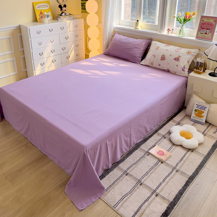 91家纺网 家纺一手货源 找家纺 水墨江南 2025新款超柔水洗棉印花四件套 茄子小熊