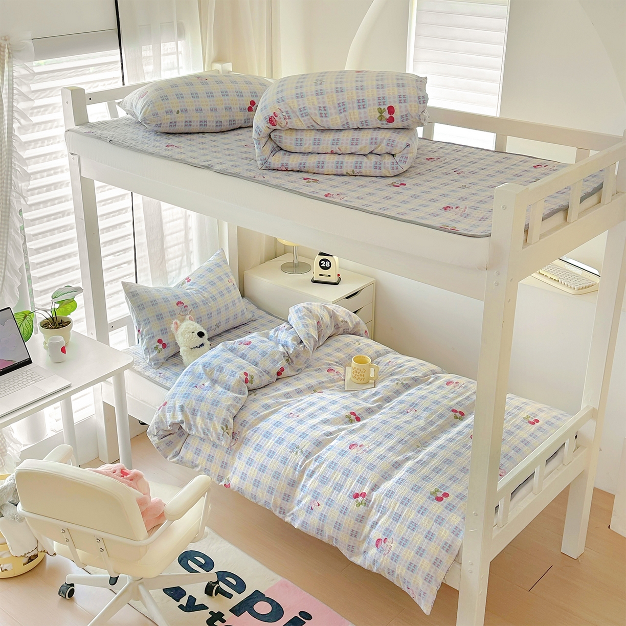 91家纺网 家纺一手货源 找家纺 （总）美梦家纺2025新款木棉皱皱纱学生床盖三件套