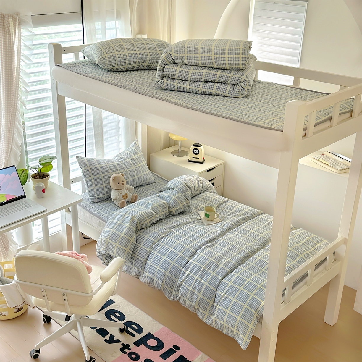 91家纺网 家纺一手货源 找家纺 （总）美梦家纺2025新款木棉皱皱纱学生床盖三件套