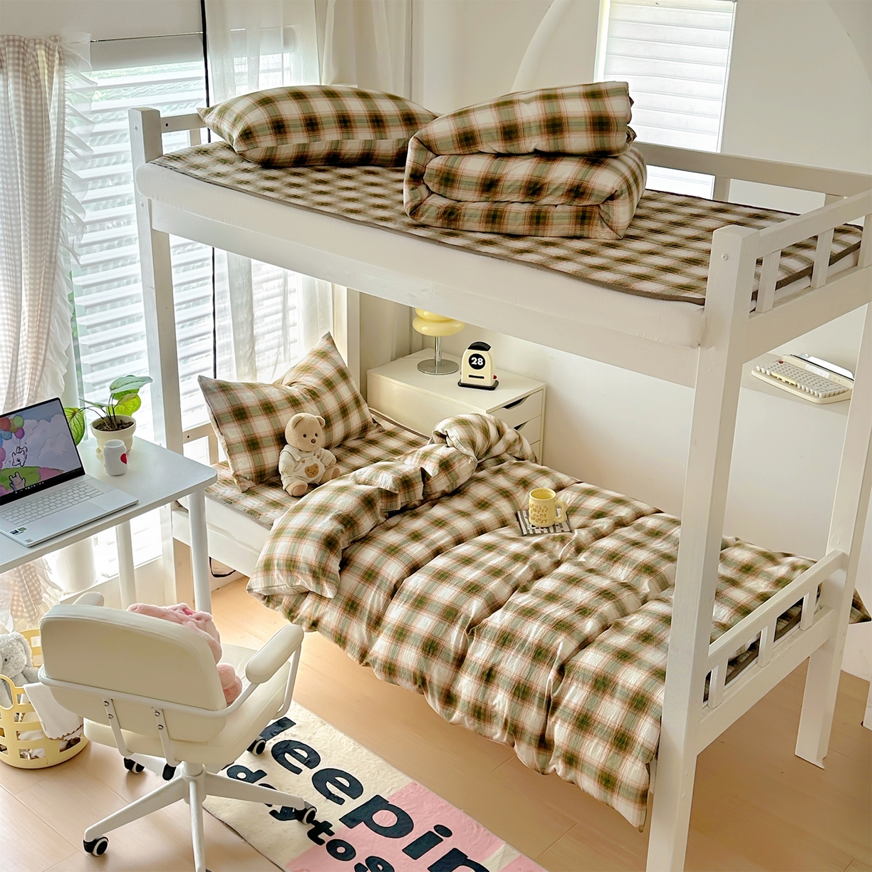 91家纺网 家纺一手货源 找家纺 （总）美梦家纺2025新款木棉皱皱纱学生床盖三件套