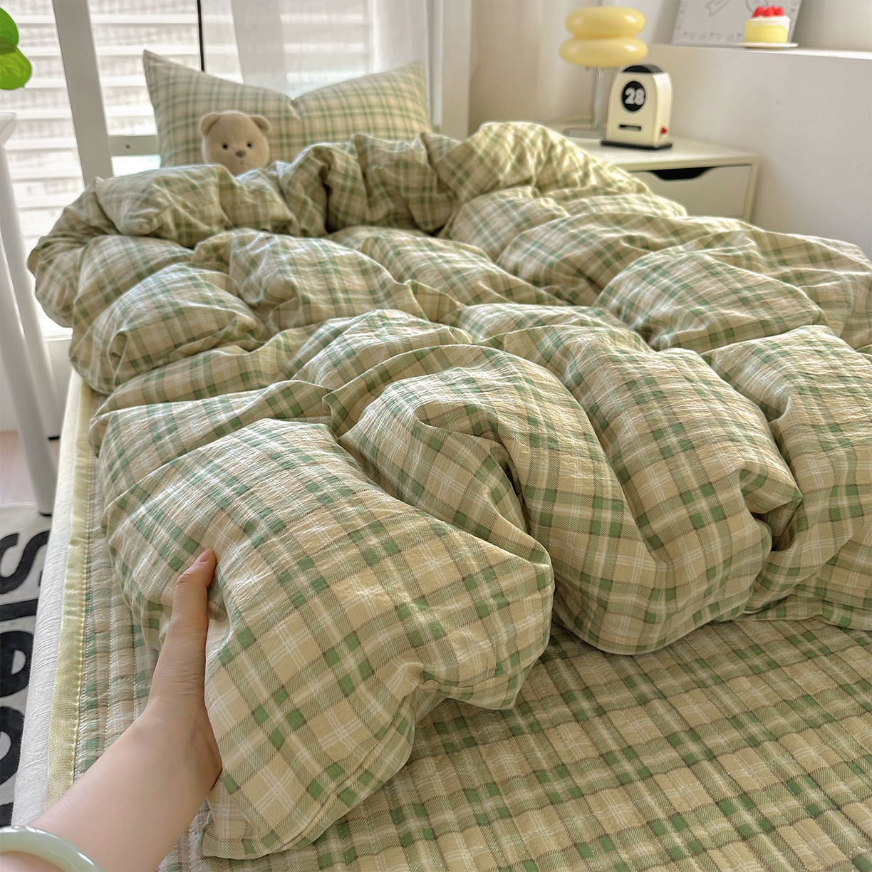 91家纺网 家纺一手货源 找家纺 （总）美梦家纺2025新款木棉皱皱纱学生床盖三件套