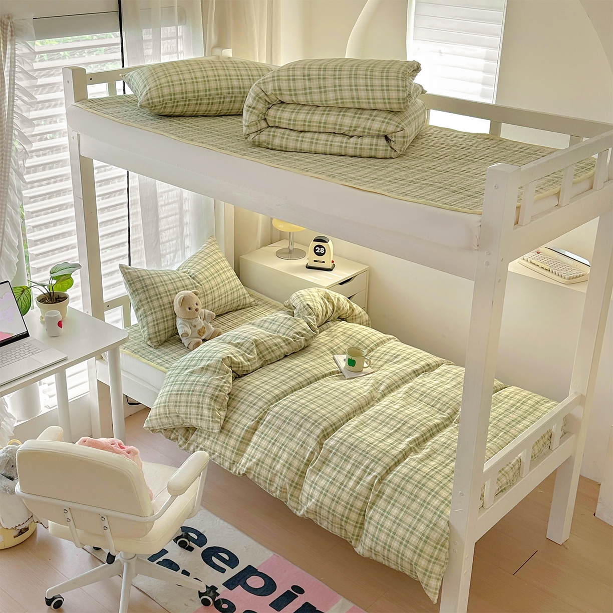 美梦家纺2025新款木棉皱皱纱学生床盖四件套 松野