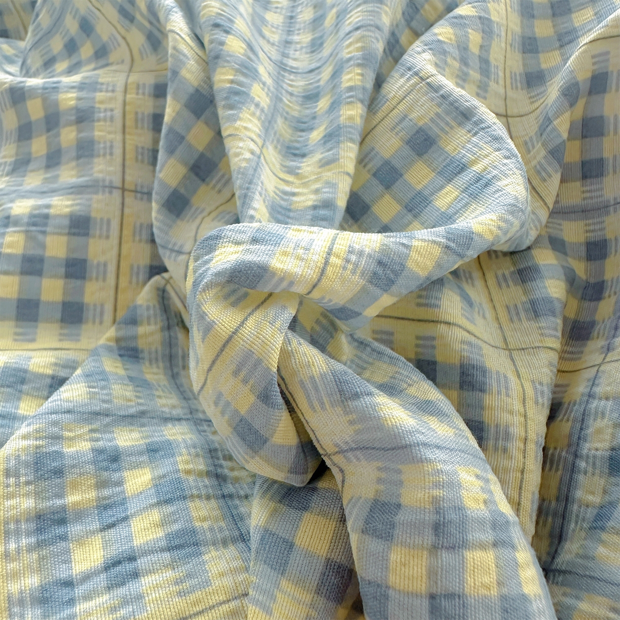 91家纺网 家纺一手货源 找家纺 美梦家纺2025新款木棉皱皱纱学生床盖四件套 银河