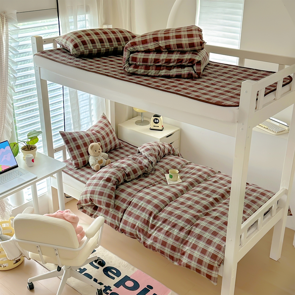 美梦家纺2025新款木棉皱皱纱学生床盖四件套 薄巧