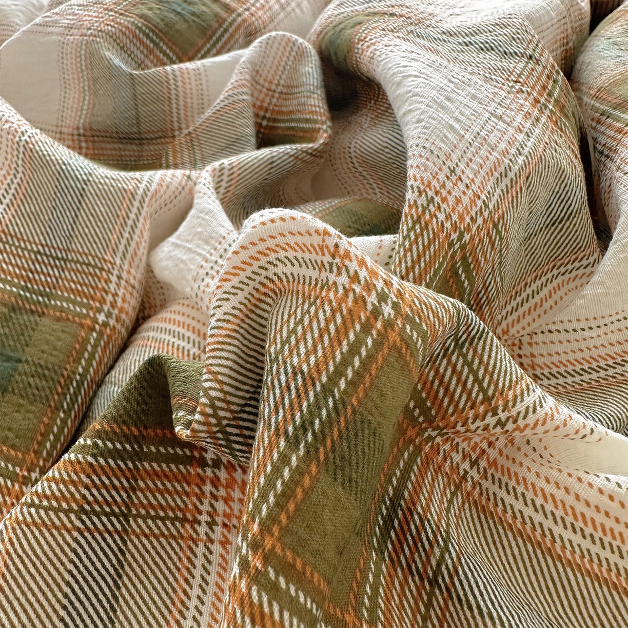 91家纺网 家纺一手货源 找家纺 美梦家纺2025新款木棉皱皱纱学生床盖四件套 葵野