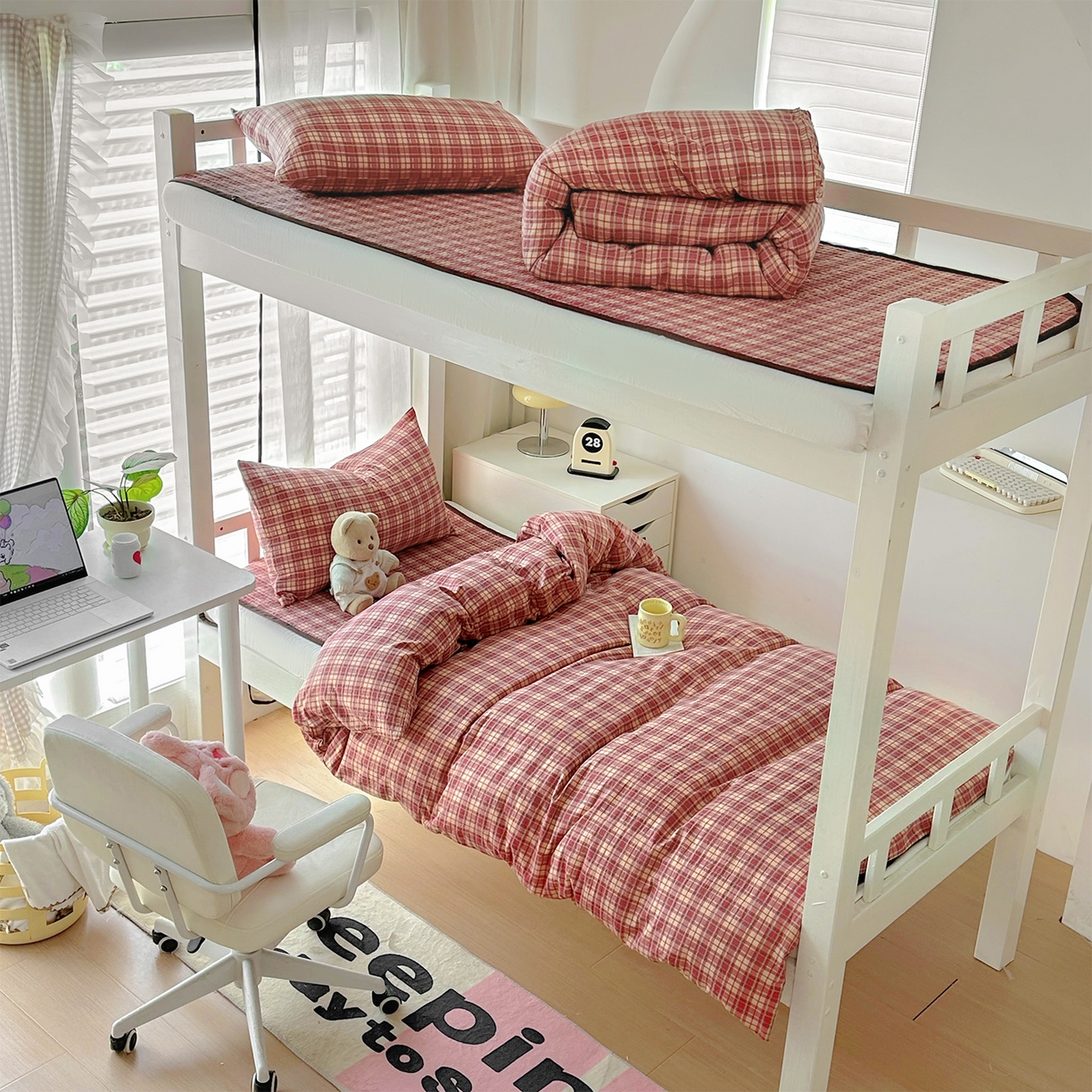 美梦家纺2025新款木棉皱皱纱学生床盖四件套 圣诞