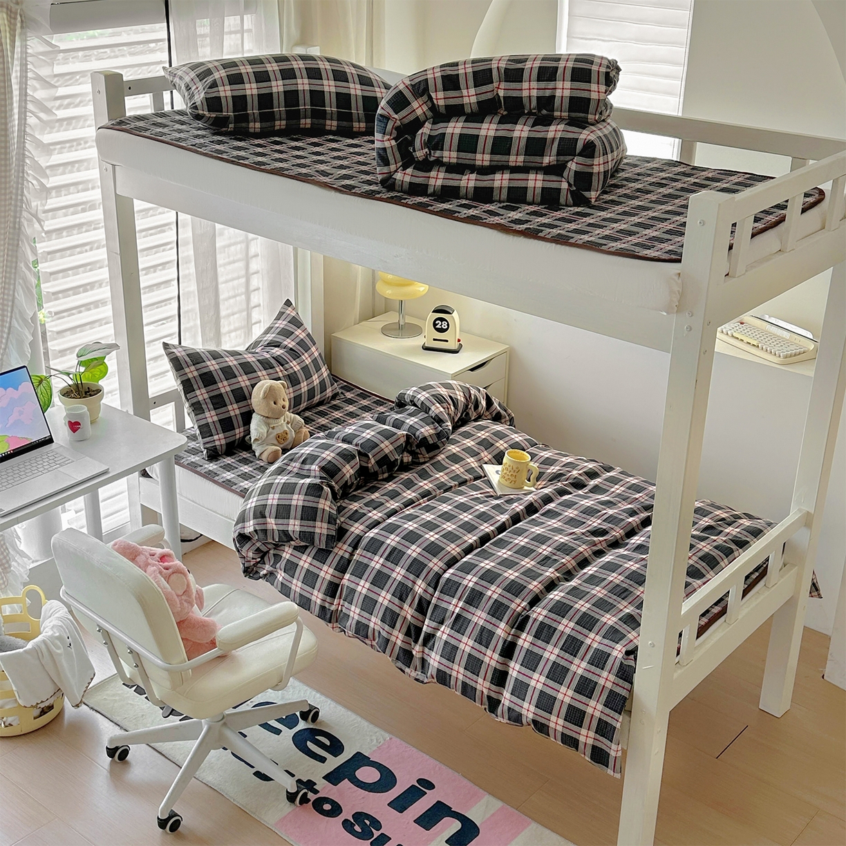 美梦家纺2025新款木棉皱皱纱学生床盖四件套 幻夜