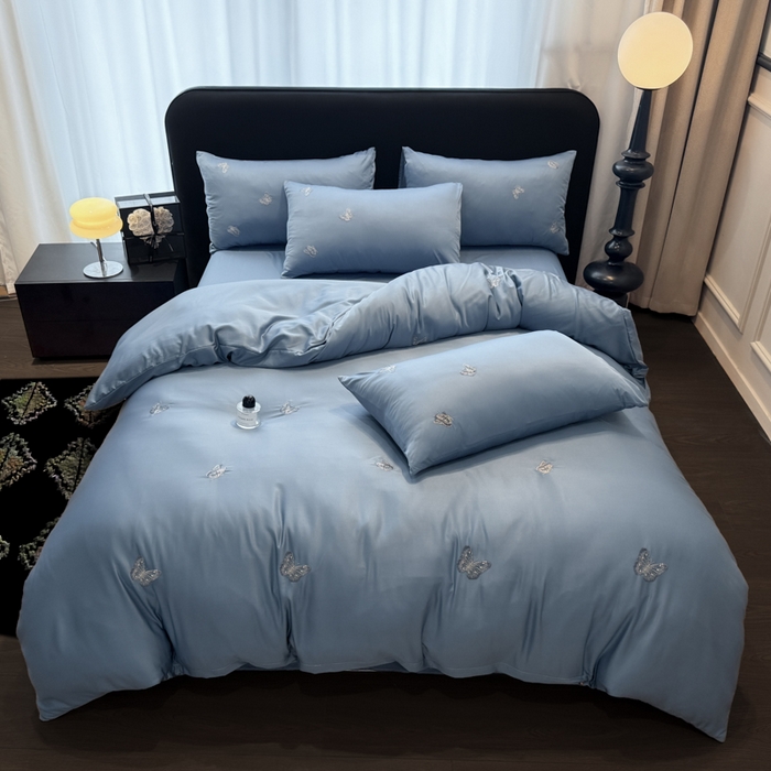 91家纺网 家纺一手货源 找家纺 （总）红嘴企鹅2025新款幻影冰丝四件套-蝴蝶系列