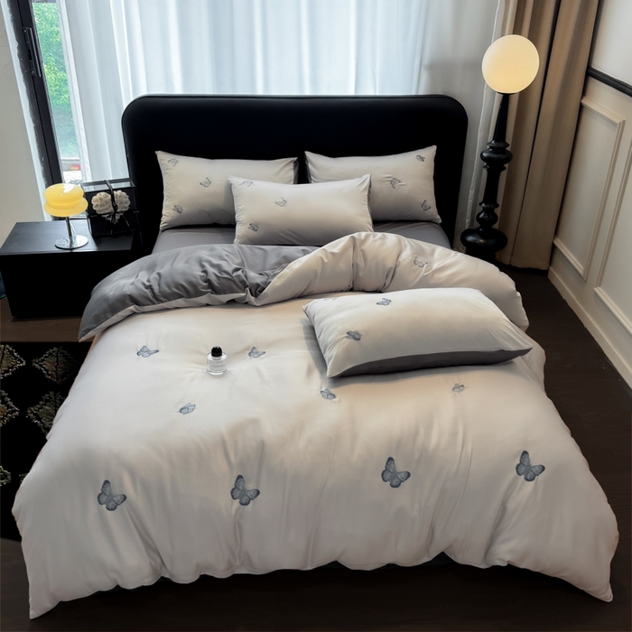 91家纺网 家纺一手货源 找家纺 （总）红嘴企鹅2025新款幻影冰丝四件套-蝴蝶系列