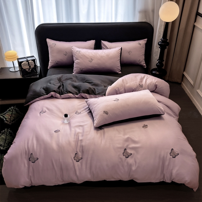 91家纺网 家纺一手货源 找家纺 （总）红嘴企鹅2025新款幻影冰丝四件套-蝴蝶系列