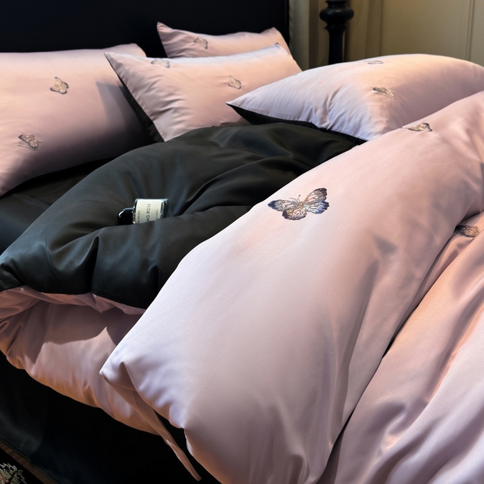 91家纺网 家纺一手货源 找家纺 （总）红嘴企鹅2025新款幻影冰丝四件套-蝴蝶系列