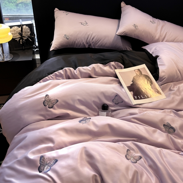 91家纺网 家纺一手货源 找家纺 （总）红嘴企鹅2025新款幻影冰丝四件套-蝴蝶系列