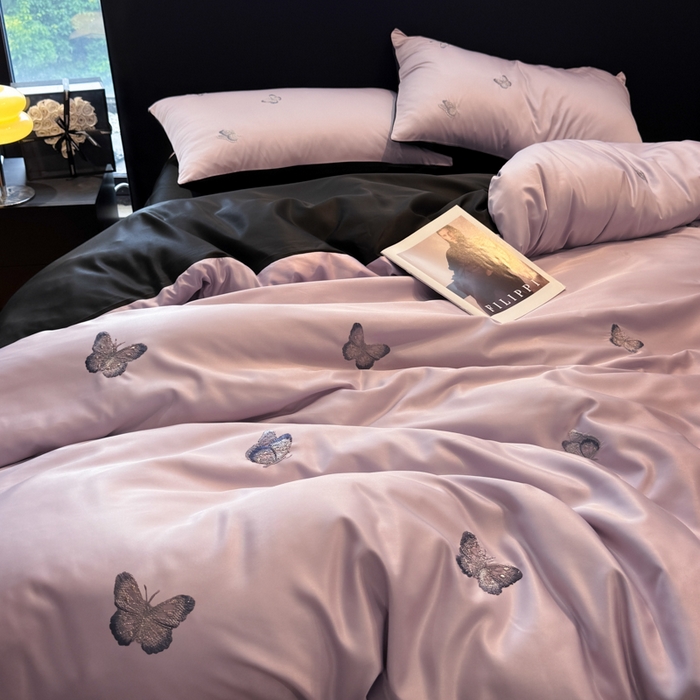 91家纺网 家纺一手货源 找家纺 （总）红嘴企鹅2025新款幻影冰丝四件套-蝴蝶系列