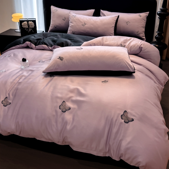 91家纺网 家纺一手货源 找家纺 （总）红嘴企鹅2025新款幻影冰丝四件套-蝴蝶系列