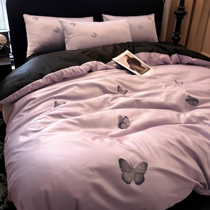 91家纺网 家纺一手货源 找家纺 （总）红嘴企鹅2025新款幻影冰丝四件套-蝴蝶系列