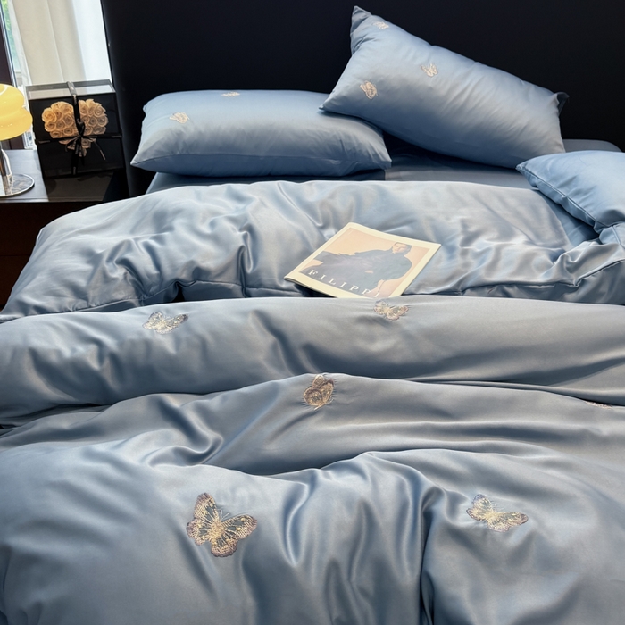 91家纺网 家纺一手货源 找家纺 红嘴企鹅2025新款幻影冰丝四件套-蝴蝶系列 幻影-宾利兰