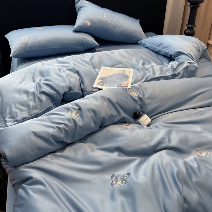 91家纺网 家纺一手货源 找家纺 红嘴企鹅2025新款幻影冰丝四件套-蝴蝶系列 幻影-宾利兰