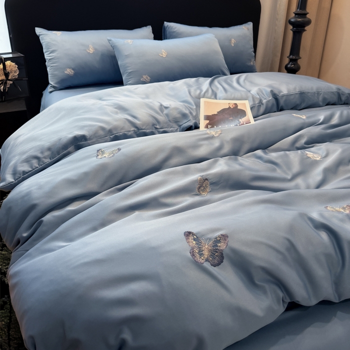 91家纺网 家纺一手货源 找家纺 红嘴企鹅2025新款幻影冰丝四件套-蝴蝶系列 幻影-宾利兰