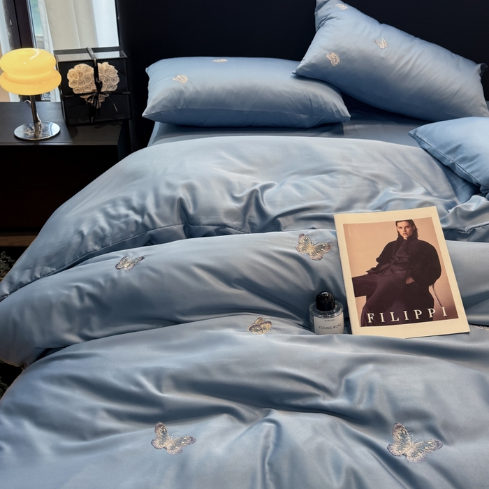 91家纺网 家纺一手货源 找家纺 红嘴企鹅2025新款幻影冰丝四件套-蝴蝶系列 幻影-宾利兰