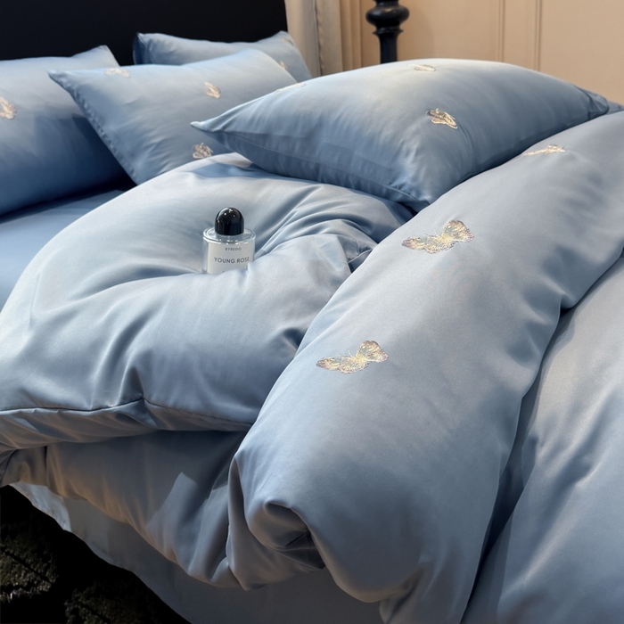 91家纺网 家纺一手货源 找家纺 红嘴企鹅2025新款幻影冰丝四件套-蝴蝶系列 幻影-宾利兰