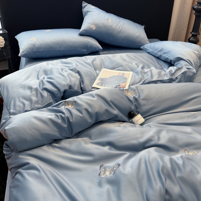 91家纺网 家纺一手货源 找家纺 红嘴企鹅2025新款幻影冰丝四件套-蝴蝶系列 幻影-宾利兰