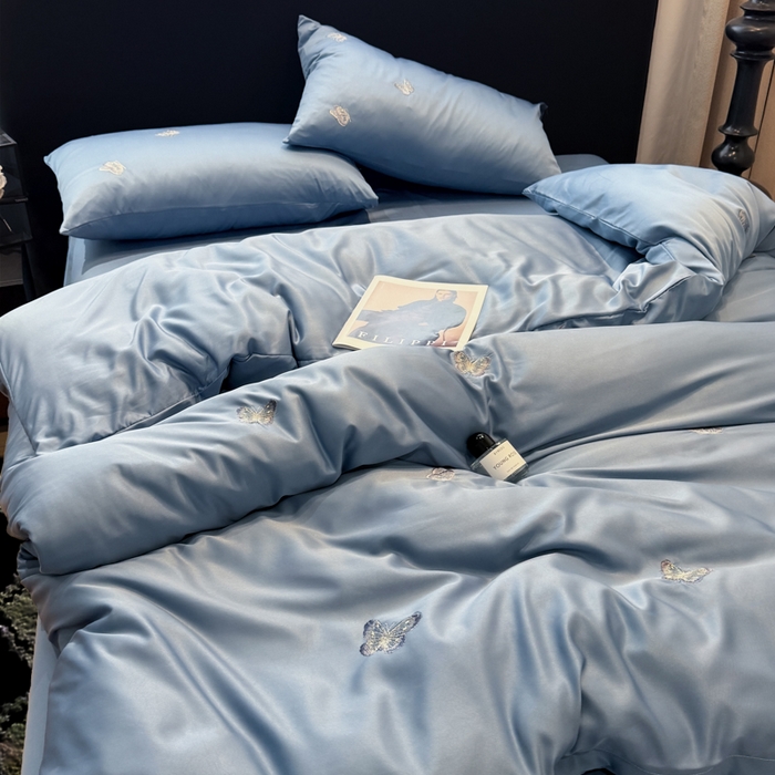 91家纺网 家纺一手货源 找家纺 红嘴企鹅2025新款幻影冰丝四件套-蝴蝶系列 幻影-宾利兰