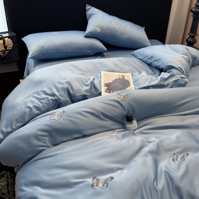 91家纺网 家纺一手货源 找家纺 红嘴企鹅2025新款幻影冰丝四件套-蝴蝶系列 幻影-宾利兰