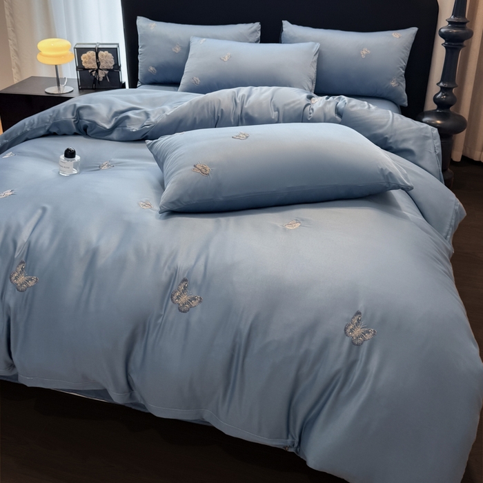 91家纺网 家纺一手货源 找家纺 红嘴企鹅2025新款幻影冰丝四件套-蝴蝶系列 幻影-宾利兰