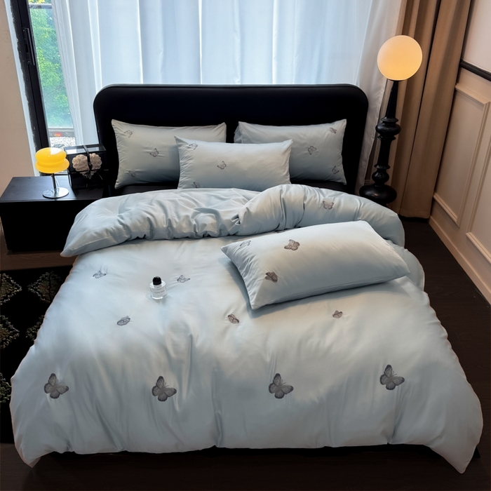 红嘴企鹅2025新款幻影冰丝四件套-蝴蝶系列 幻影-兰色