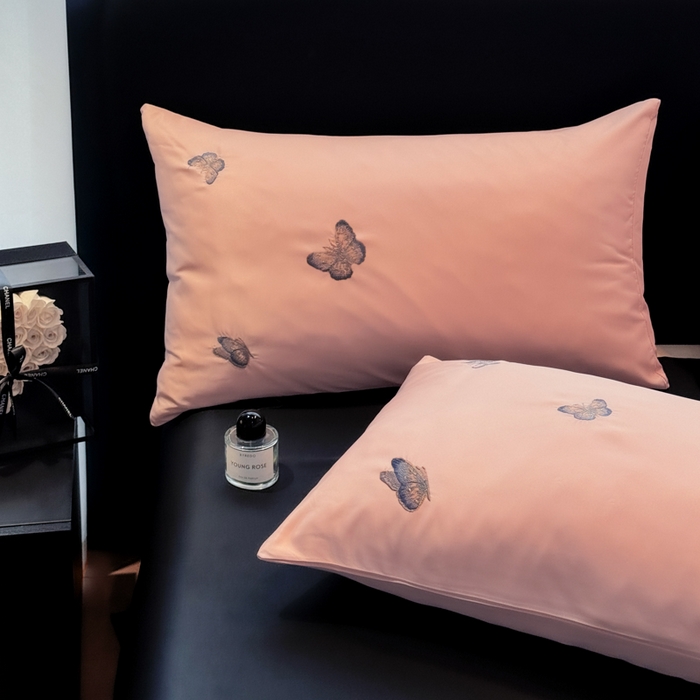 91家纺网 家纺一手货源 找家纺 红嘴企鹅2025新款幻影冰丝四件套-蝴蝶系列 幻影-玉色