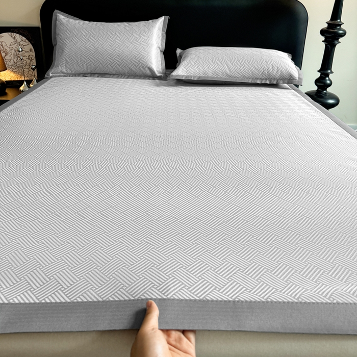 红嘴企鹅2025新款人字纹提花冰丝凉席（量大可聊 ） 人字纹提花-灰色