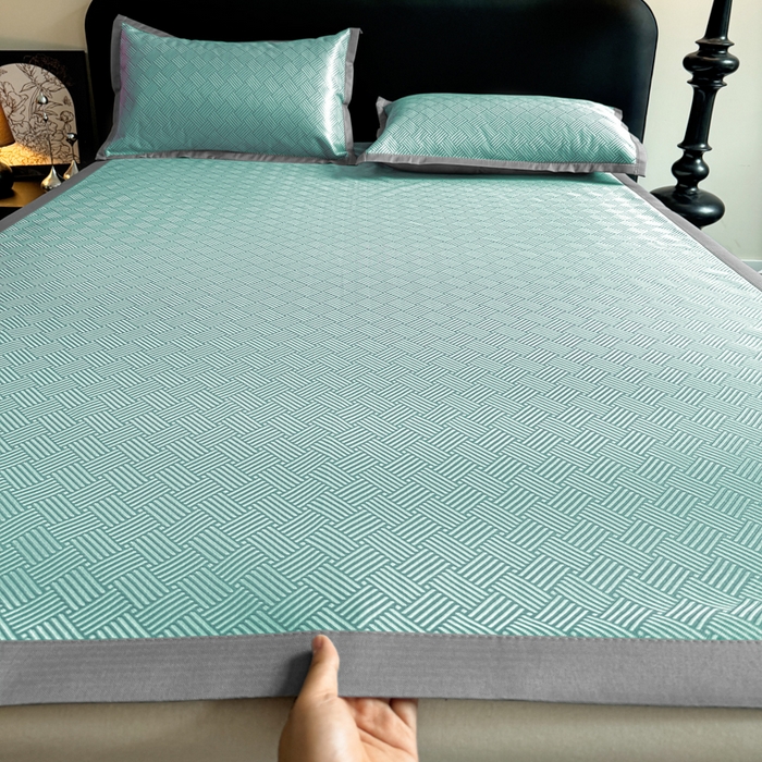 红嘴企鹅2025新款人字纹提花冰丝凉席（量大可聊 ） 人字纹提花-绿色