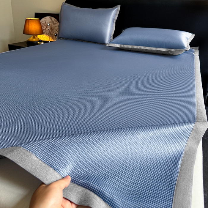 红嘴企鹅2025新款千鸟格提花冰丝凉席（量大可聊） 千鸟格-提花蓝