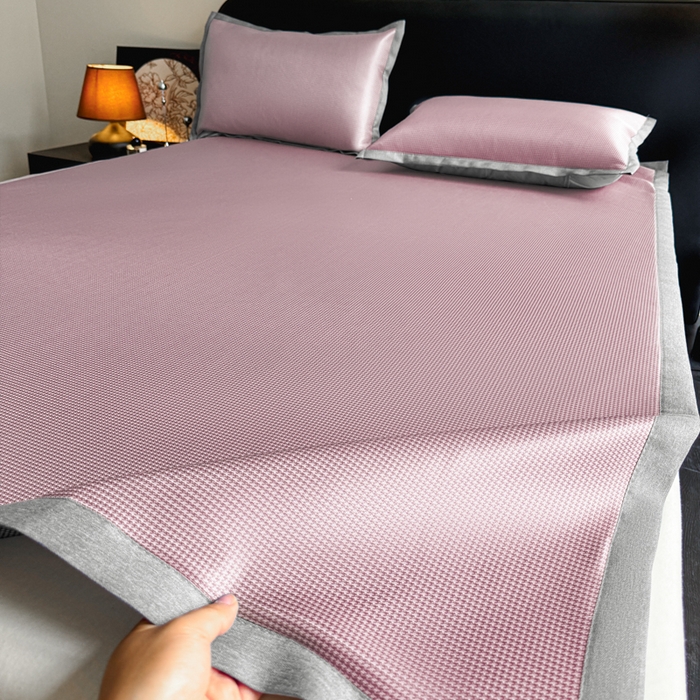 红嘴企鹅2025新款千鸟格提花冰丝凉席（量大可聊） 千鸟格-提花粉