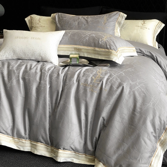 91家纺网 家纺一手货源 找家纺 馨蕊家居 2025新款全棉提花四件套-慕奈 慕奈-高级灰