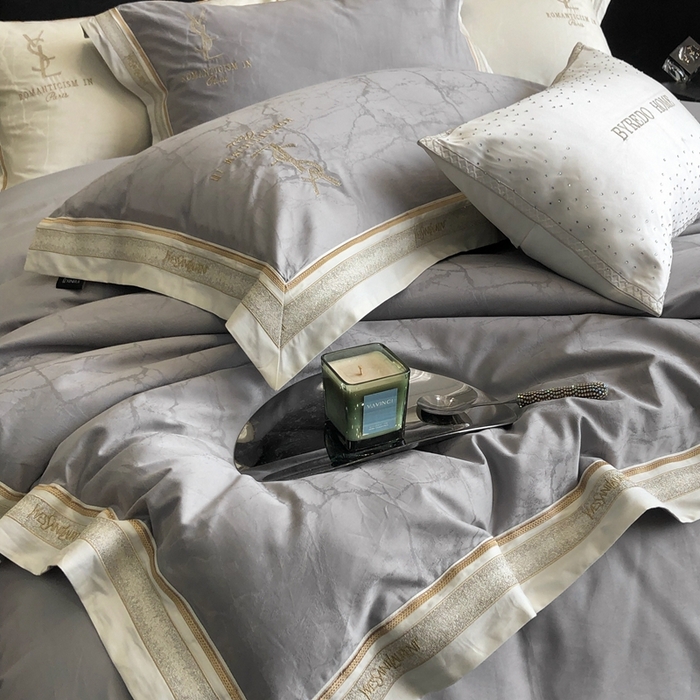 91家纺网 家纺一手货源 找家纺 馨蕊家居 2025新款全棉提花四件套-慕奈 慕奈-高级灰