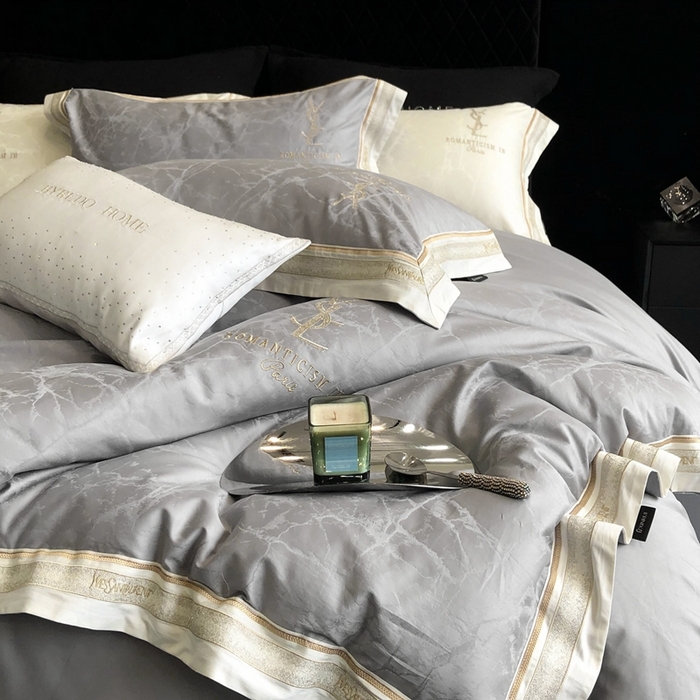 91家纺网 家纺一手货源 找家纺 馨蕊家居 2025新款全棉提花四件套-慕奈 慕奈-高级灰