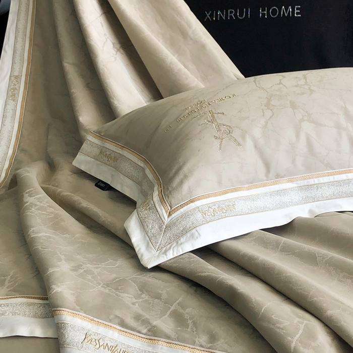 91家纺网 家纺一手货源 找家纺 馨蕊家居 2025新款全棉提花四件套-慕奈 慕奈-灰湖绿