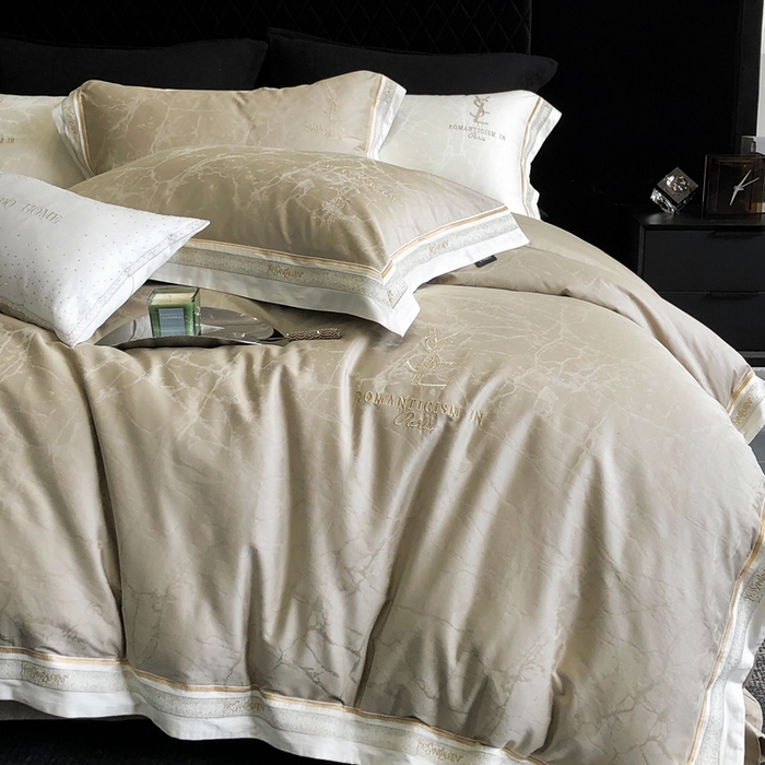 91家纺网 家纺一手货源 找家纺 馨蕊家居 2025新款全棉提花四件套-慕奈 慕奈-灰湖绿