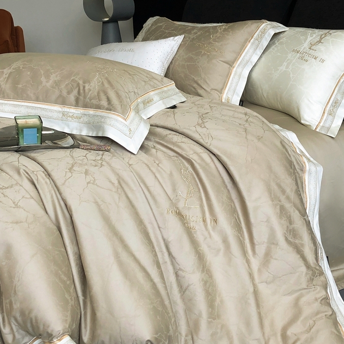 91家纺网 家纺一手货源 找家纺 馨蕊家居 2025新款全棉提花四件套-慕奈 慕奈-灰湖绿