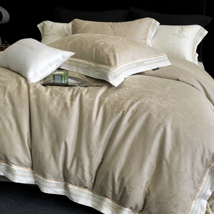 91家纺网 家纺一手货源 找家纺 馨蕊家居 2025新款全棉提花四件套-慕奈 慕奈-灰湖绿