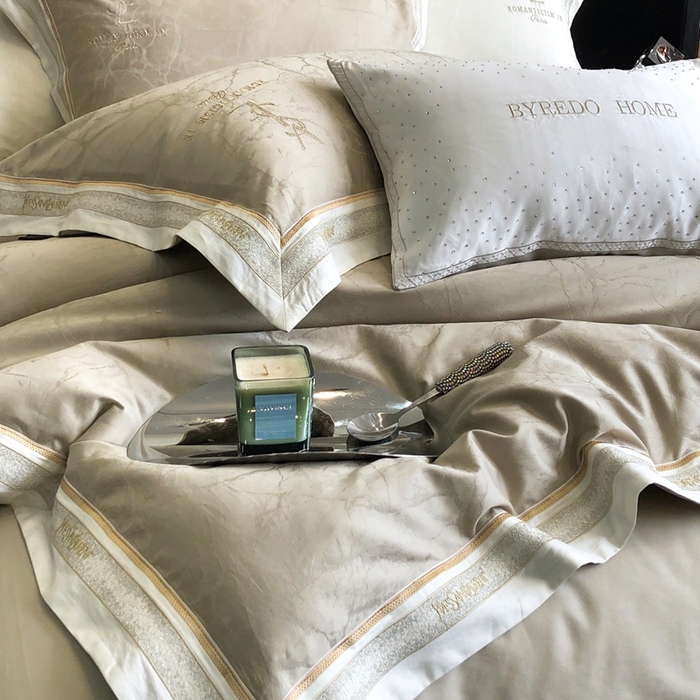 91家纺网 家纺一手货源 找家纺 馨蕊家居 2025新款全棉提花四件套-慕奈 慕奈-灰湖绿